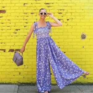 Free People Purple Floral Jumpsuit